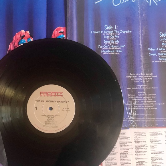The California Raisins Sing The Hit Songs Vinyl LP 1987- Record w/poster - Picture 2 of 4